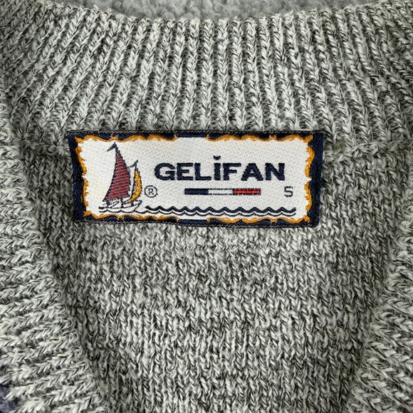 Vintage Gelifan France Sweater Mens S Gray V Neck Long Sleeve Knit Geometric - Picture 2 of 7